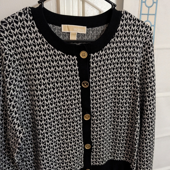 Michael Kors Black and White Logo Knit Cardigan - Picture 3 of 4